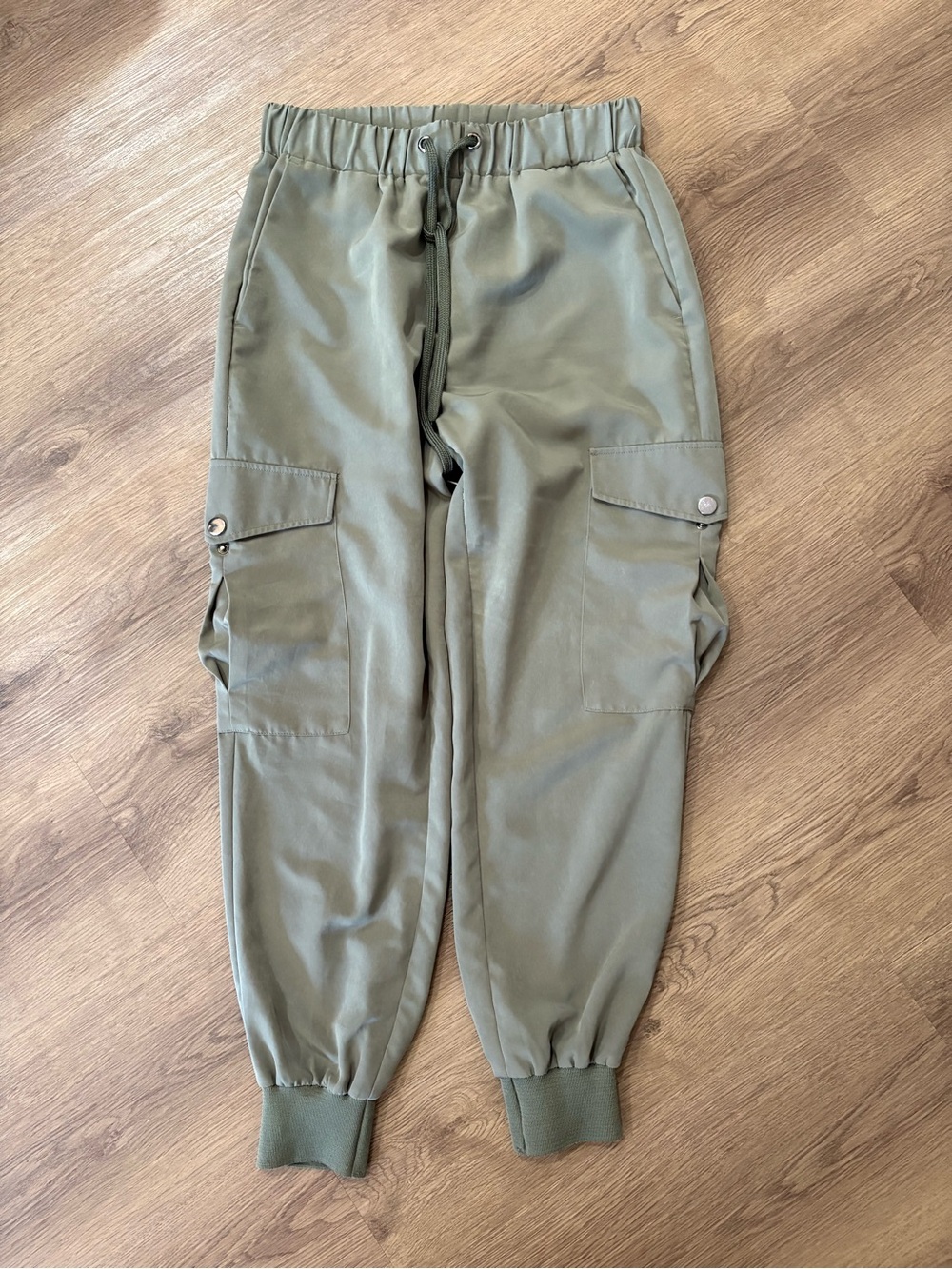 Zara Olive Cargo Jogger Pants - Drawstring Waist Small